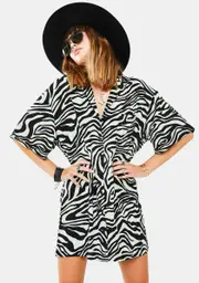 [Dolls Kill] Wavy Zebra Fresia Shirt Dress