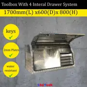 1700x600x800 Aluminium Checkerplate Storage Toolbox With 4 Interal Drawer Q1