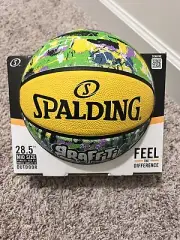 SPALDING Basketball Ball Graffiti Rubber 28.5” Outdoor Basketball Green Yellow
