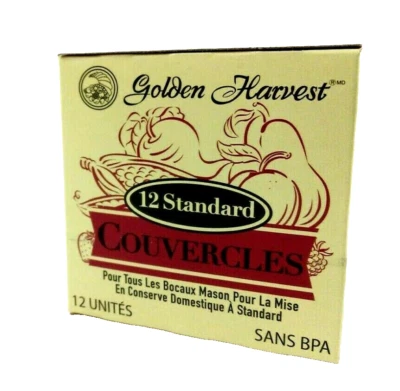 1 Pack of 12 Mason Jar Canning Lids 12 REGULAR MOUTH Total LIDS Golden Harvest