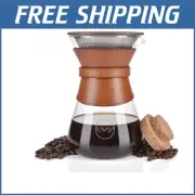 Pour Over Coffee Maker Set - 37 oz Borosilicate Carafe & Stainless Steel Filter
