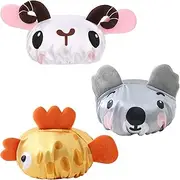 kilofly 3pc Waterproof Reusable Bath Hat Kids Fun Cartoon Animal Shower Caps Set