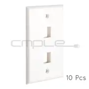 Keystone Jack Wall Plate 2 Hole Port Faceplate Network CAT5e CAT6 White 10 Pack
