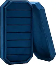 COWFEX Velvet Ring Organizer Display Tray Jewelry Box Organizer Ring Holder Earring Case Organizer for Wedding Birthday Christmas Day (Dark Blue), PN092