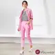 KeyWear奇威名品 網路限定款-舒適棉質修身冰涼感牛仔長褲-粉紅色