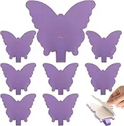 DueHoppee 8 Pack Adhesive Hooks,Cute Butterfly Sticky Hooks,Wall Decoration Hooks,Strong Stainless Steel Hooks to Organize Kitchen Office Bathroom Items, Key Hooks, Hat Hooks (Purple)