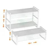 Cabinet Organizer Shelf,Expandable Adjustable 3 PACKS/WHITE/LARGE White
