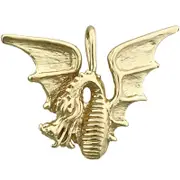 14K Gold Winged Dragon Pendant Slide