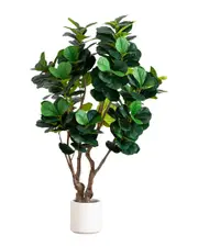 Nearly Natural 6ft Artificial Grand Fiddle Leaf Tree in Decorative Planter