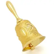 DomeStar Golden Hand Bell Engraved Bell Call Bell Handheld Bell for Wedding S...