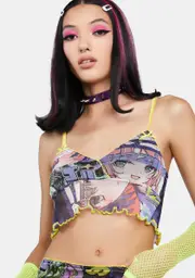 [NGOrder] Crop Anime Mesh Cami