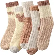 [fauson] 5 Pairs Fuzzy Socks for Women - Fluffy Socks Winter Warm Comfy Socks Women