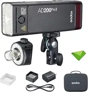 GODOX AD200 Pro II AD200Pro II 200Ws 2.4G Flash Strobe, 500 Full Power Flashes, 0.01-1.8s Recycling TTL Speedlite Pocket Monolight Strobe Flash for DSLR Cameras (Upgraded Godox AD200 Pro)