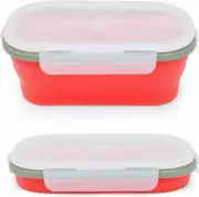 1000ml Collapsible Bento Lunch Box - Silicone Food Storage Container, Foldable