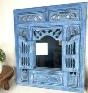 Boho Decor Mirror, Bali Mirror, Boho Coastal Art, Rustic Wood Mirror