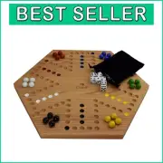 Elegant 20” Solid Oak Double-Sided Marble Game - Perfect for 4 to 6 Players