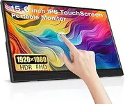 Lrtzcbi Touchscreen Portable Monitor 15.6 Inch, HDR 1920x1080P IPS Touch Screen with Dual USB C and HDMI Port, Built-in Speakers External Monitor for Laptop/Phone/Switch/Raspberry Pi/PS4