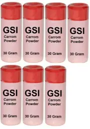 7 Bottles x (30g EACH) Premium Carrom Board Powder GSI - Indian Smoothens Carom