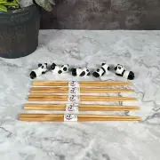 Set of 5 Wooden Chopsticks with Cute Ceramic Panda Chopstick Holder