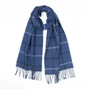 ANYYOU Scarf Blue Plaid Unisex Cashmere Winter Pashmina Shawl Tassel Bandana