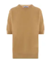Prada Ribbed Crewneck T-Shirt IT42,IT38 cork beige