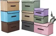 Cotton linen deposit box with lid 2 size clothes socks toy s miscellaneous set boxes fabric household s Kitchen Accessories 棉麻收纳盒带盖2号衣服袜子玩具杂物套装盒布艺家用/545
