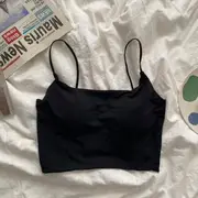 Plain Cropped Camisole Top Black - One Size