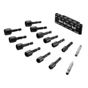 SAE & MM 14 pc POWER NUT DRIVER BIT SET QUICK CHANGE MAGNETIC RUST RESISTANCE