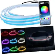 MUCKLILY Car Led Exterior Strip Lights RGB Led Hood Light Strip App-Controlled 180cm Lamp Beads