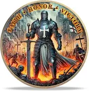 RYUKENLM Knights Templar Challenge Coin - Faith, Honor, Victory -Symbol of Courage and Divine Strength - Ideal Gift for History, Faith, and Warrior Enthusiasts