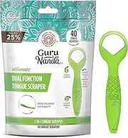 GuruNanda Dual Function Tongue Scraper & Aligner Removal Tool - 2-in-1 Oral Care Tool for Fresh Breath & Easy Aligner Care - Travel-Friendly, 40 Count
