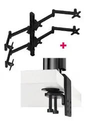 Atdec AWMS-6-13717 Hex Monitor Mount + 750mm Post / 12kg (26.5lb) Flat Screens, 10kg (22lb) Curved Screens + Heavy-Duty F Clamp Desk Fixing, Black