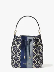 spade flower jacquard stripe medium bucket bag