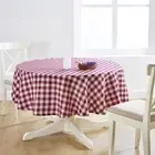 Solino Home Linen Round Tablecloth 60 Inch Diameter - 100% Pure Linen Plaid B...