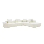 [James Lane] Riley Boucle Ivory Modular Sofa - Arm, 2x Armless, Corner, Right Terminal