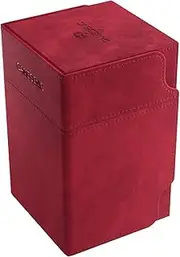 Gamegenic Watchtower 100+ XL Convertible Deck Box | Double-Sleeved Card Storage | Card Game Protector | Nexofyber Surface | Holds Up to 100 Cards | Red Color | Made by (GGS20105ML)