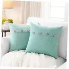 Set of 2 Square Pillow Covers 18 x 18 Summer Beach Pillow 18" x 18" Aqua