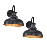 Outdoor Gooseneck Barn Lights, 02RZ007-2 PACK(Not Dusk to Dawn) Black+Gold