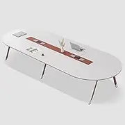 YQMHEZ Conference Table, Large Meeting Desk, Workstation Desk, Boardroom Office Computer, Oval Seminar Table for Home Office, Meeting Room(280cm)