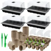 4 Pack Seed Starter Tray Set Plants Growing Trays Peat Pots for Seedlings wit...
