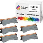 5-Pack Compatible Toner Cartridge for Brother TN-2250 TN2250 (2,600 pages) for Brother DCP7060D DCP7065DN FAX2840 FAX2950 HL2240D HL2242D HL2250DN HL2270DW MFC7240 MFC7360N MFC7362N MFC7460N MFC7860DW