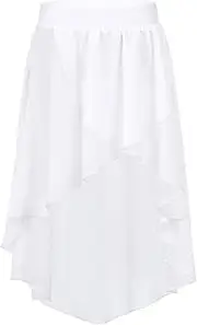[Jugaoge] Kids Girls High Low Chiffon Ballet Dance Wrap Skirt Ballroom Latin Salsa Tango Dancewear Scarf Pleated Skirts