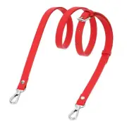 0.6" Genuine Leather Purse Strap for Bag (Bright Red, Silver Buckle)