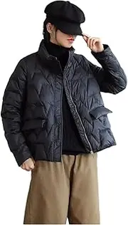 [Mkjuuior] Winter Modern Down Jacket Women's Stand Collar Feather Down Jacket White Duck Down Parka Coat