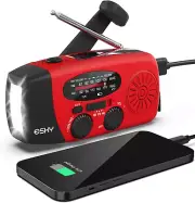 Emergency Hand Crank Radio 7400Mwh with 3 LED Flashlight, AM/FM/NOAA Portable We
