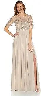 [Adrianna Papell] Women's Bead and Chiffon Dress