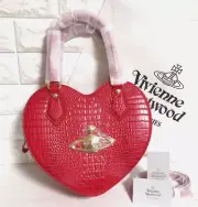 Vivienne Westwood Red Heart-Shaped Shoulder Bag 2-Way Crocodile Pattern New JP