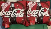 2-Coca Cola Accent Tapestry Pillow Drink Bottles For Sparkling Holiday