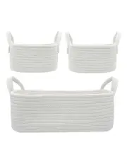 [LIVING TEXTILES] Basket Storage Set 3 Piece in White