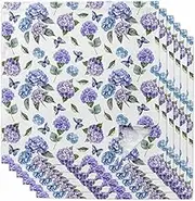 Cloth Napkins 20 x 20 Inch Hydrangea Purple Blue Flowers Napkin Washable Reusable for Dinner Butterfly Leaf Table Dinner Napkins for Wedding Parties Hotel Restaurant Set of 6